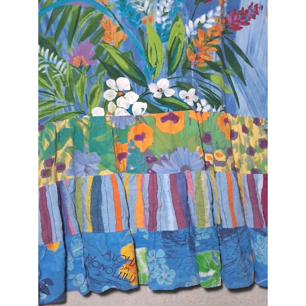 Jams World Tropic Garden Tiered Hattie Dress XXL Floral Rayon Made in Hawaii VTG - Picture 3 of 12